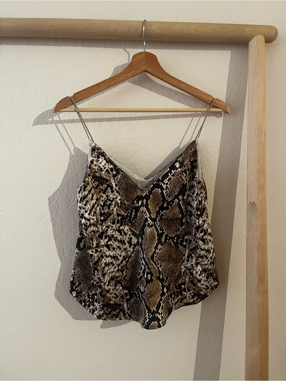 Princess Polly Snake Print Satin Cami Top in Brown 0